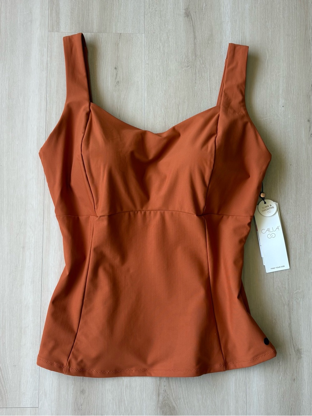 NWT CALIA by Carrie Underwood Swim XL Power Sculpt Tankini Top Rust